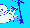 cartoon snail sawing a tree